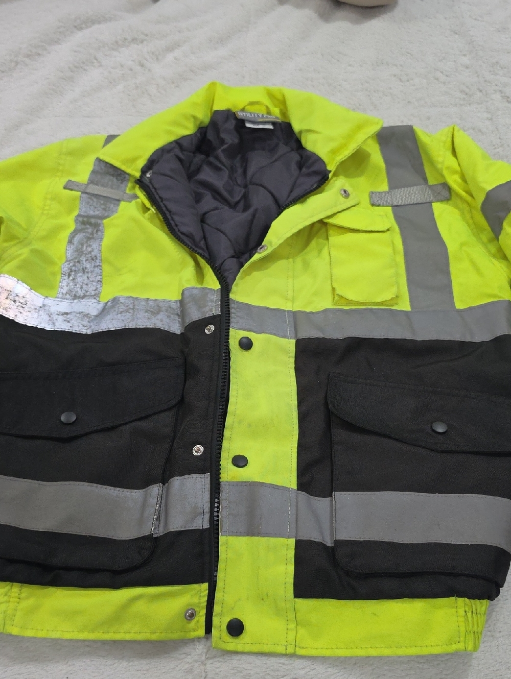 High-Visibility Safety Work Jacket in Yellow and Black